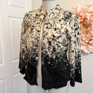 Zoë D 100% Wool Tailored Sweater Jacket Size Large